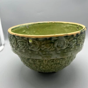 Vintage McCoy Pottery Wild Rose Green Hanging Planter Rare - Picture 1 of 9