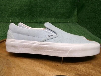 Vans Mujeres Clásico Sin Cordones Pata de Gallo Repujado Zapato Gamuza Invierno Azul Cielo Talla 8 Foto 1 de 4
