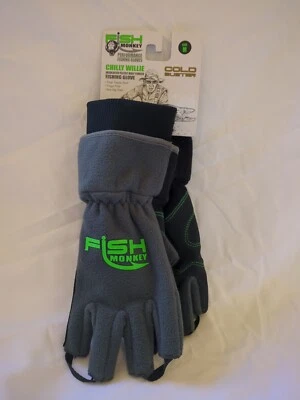 Fish Monkey Sz M Chilly Willie Half Finger Fishing Gloves Insulated Polar Fleece - Image 1 of 4