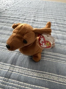 TY Beanie Baby "Weenie" Very Rare 1995 PVC and Mint with Tag Errors & Protector - Picture 1 of 6