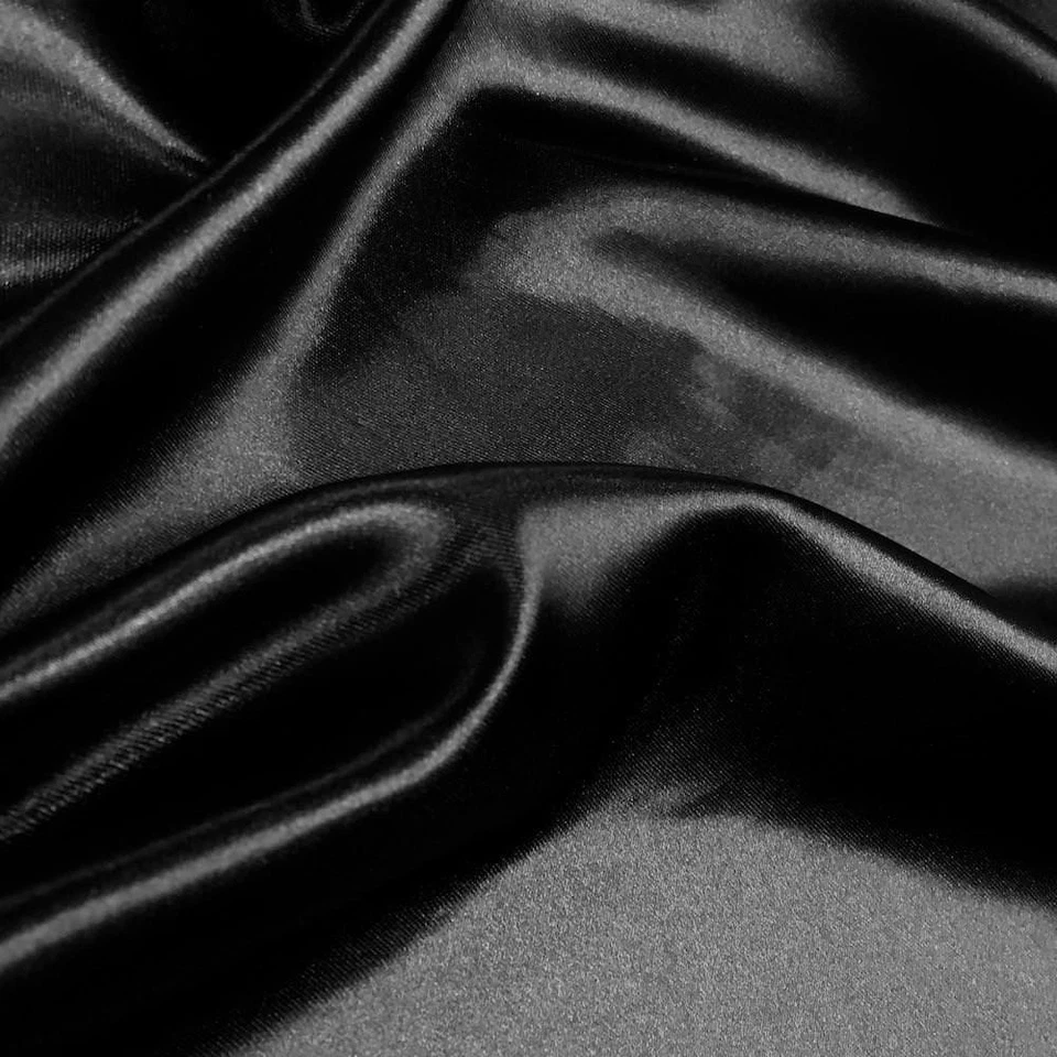 Black Bridal Shiny Satin  wedding dresses and gowns Fabric 60" Inch Wide per yd - Image 1 of 1