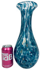 14" Murano glassware studio art glass vase Blue White Gold Pontil