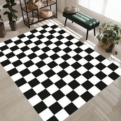 Chess Board Pattern Rug, Checkers Decor Rug, Kids Room rug, Entry Rug, Kitchen - Image 1 of 4