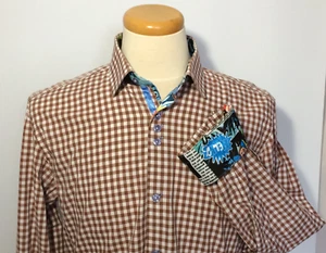 Au Noir Limited Edition Mens Button Up Shirt Sz 4 Large Plaid Comic Strip Detail - Picture 1 of 19