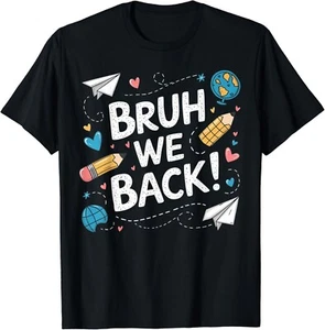 Retro Cute Pencil Bruh We Back Teachers First Day Of School Gift Unisex T-Shirt - Picture 1 of 3
