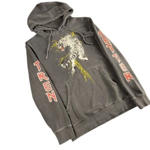 VTG Tren Setter Hoodie Mens S Distressed Dyed Graphic Sweater Kangaroo Pocket - Picture 1 of 6