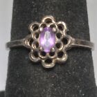 Vintage Ca Sterling Silver And Amethyst Stone Ring Size 7