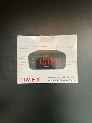 Timex Reloj Despertador Digital (Enchufe o Batería) Atenuador Ajustable Zumbador Barra de Reposo Foto 1 de 3