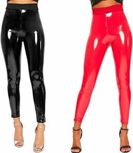 Womens Wet Look Shiny Pu Jeggings Trousers Ladies High Waisted Leggings - Picture 1 of 1