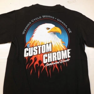 CUSTOM CHROME WERNER CYCLE WORKS MOTORCYCLE OMAHA NEBRASKA EAGLE T SHIRT Mens S - Foto 1 di 4