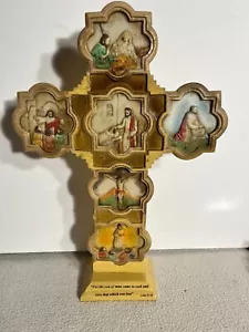 Vintage Keramik Standkreuz Lukas 19:10 religiöse Statue 13 1/2" - Bild 1 von 10