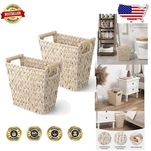 Versatile 5 Gallon Wicker Waste Baskets - Stylish and Odorless for Home & Office - Picture 1 of 11