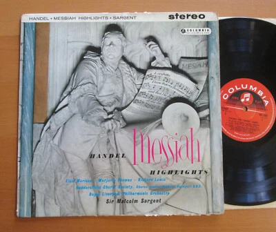 SAX 2365 Handel Messiah Highlights Sir Malcolm Sargent Columbia Stereo EX - Image 1 of 4