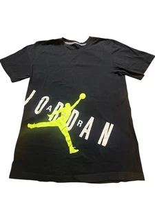 Nike Jordan Jumpman Tee Men’s Small Black Neon Yellow Logo Graphic T-Shirt - Picture 1 of 6