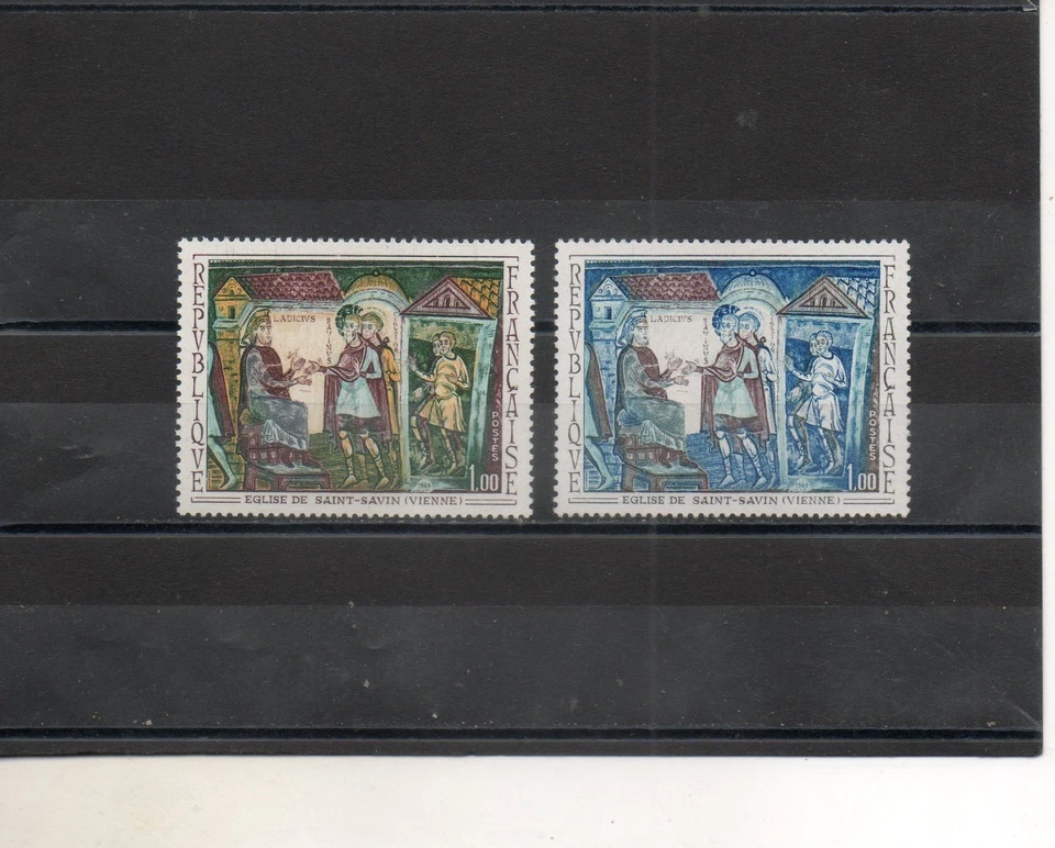 Timbre  N°1588**Variété  bleu,  gris , jaune absent - Photo 1/1