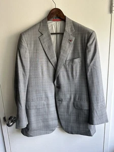ISAIA Aquaspider Super 160 Gray and Blue Windowpane Blazer - Picture 1 of 8