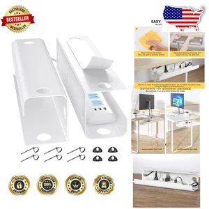 Spacious Under Desk Cable Management Tray, White, Adhesive Mounted, 15.7" - Picture 1 of 9