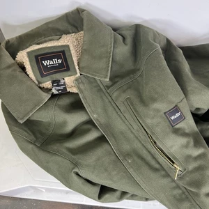CAPPOTTO MURI LAVORO tela verde oliva L grande pulito foderato sherpa - Foto 1 di 4