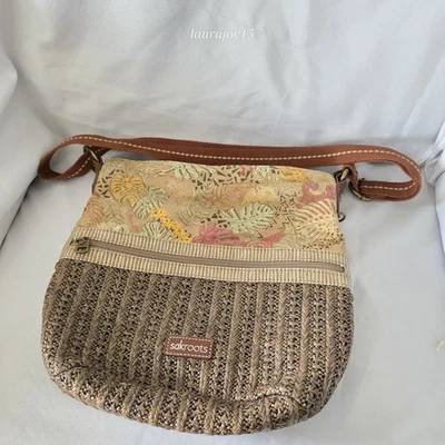 Sakroots Boho Crossbody Shoulder Bag Jungle Leaf Soft Hobo Bucket NWOT - Image 1 of 4