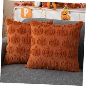 Fall Pillow Covers 18x18 Set of 2 Fall 18" x 18" (Pack of 2) Rust Pumpkin - Picture 1 of 8