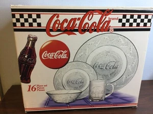 Vtg Collector's Coca-Cola Coke’s 16 Piece Glass Dinner Dish Set New in Box - Picture 1 of 6