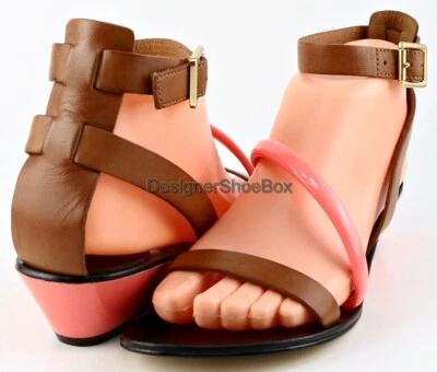 $198 JUICY COUTURE SIDNEE Caramel Patent Leather Designer Strappy Wedges 8.5 - Image 1 of 3