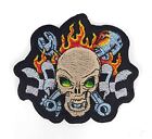 skull wrench mechanic embroidered 3.8 inch iron on biker patch 2889