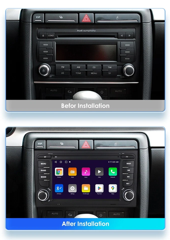 Para Audi A4 S4 RS4 B6 B7 Android 13 7" 2DIN Coche Estéreo GPS Navegación Wifi 32GB Foto 1 de 4