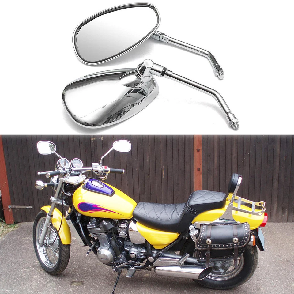 一对镀铬摩托车后视镜适用于川崎消除器 125 450 600 900 — 第 1/4 张图片