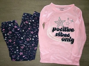 girls size 6 PAJAMAS SLEEPWEAR 2 PC SET POSITIVE VIBES ONLY SILVER SPARKLE pants - Picture 1 of 1