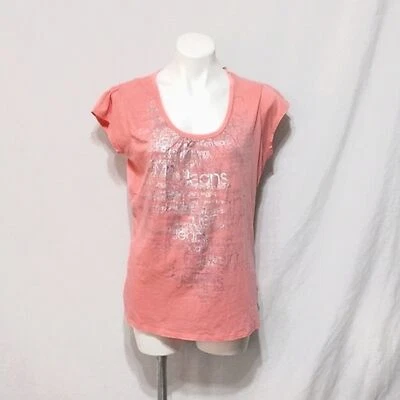 Top de mezclilla Calvin Klein salmón melocotón cuello redondo mangas cortas XL Foto 1 de 4