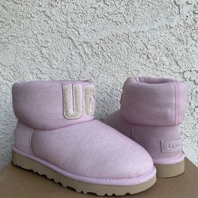 UGG CLASSIC MINI FUR JERSEY COZY ANKLE BOOTS PINK MIST SIZE US 11 WOMEN - Image 1 of 4