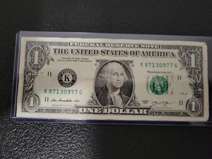 2013 One Dollar Note Over Inked Serial Numbers [1] TOP AND BOTTOM - Bild 1 von 4