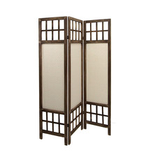 Mobili Rebecca Separè Paravento Marrone Tessuto Decorato 3 Pannelli 169x127,5x2