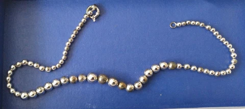 Sterling Silver 925 Bead Ball Necklace Strand 18" Excellent Condition Cover