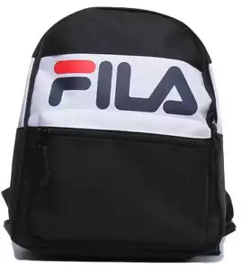Fila Myna Unisex Mini Canvas Backpack With Front Pocket In Black White  - Picture 1 of 3