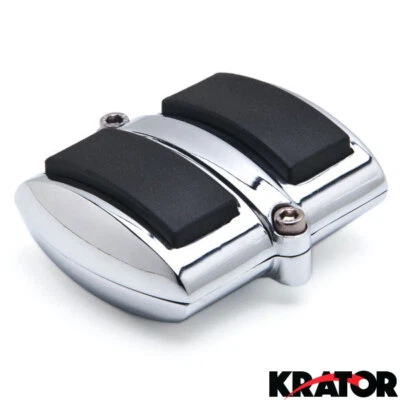 Chrome & Black Non-Slip Rubber Pads Clam Shell Cover for Brake Heel Shift Pedals - Image 1 of 4