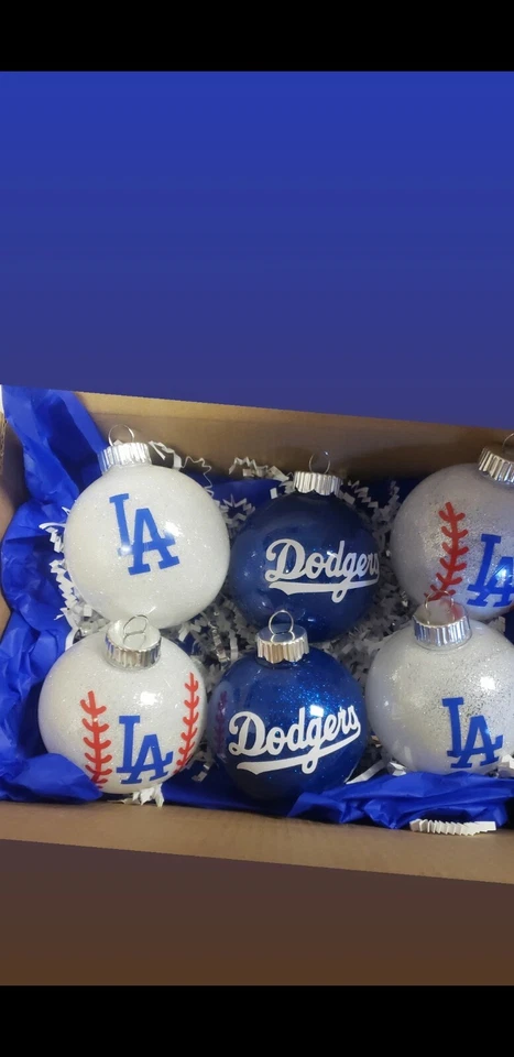 la dodgers baseball ornaments set of 6 - Image 1 of 1