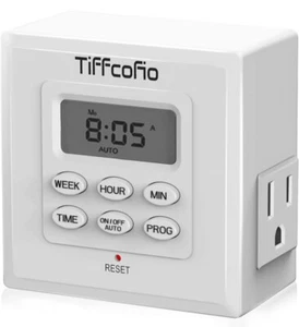 Indoor Digital Light Timer, 7 Day Programmable Plug in Outlet Timer, 2 Grounded - Picture 1 of 7