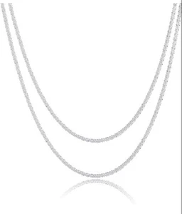 Doppellagige Silber Seil Kette Halskette - Bild 1 von 4