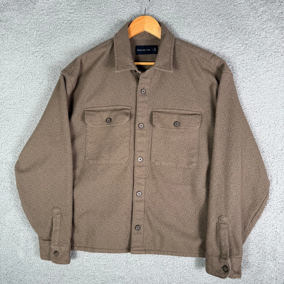 Camisa de Franela Abercrombie & Fitch Para Hombre XL Marrón Sobrecamisa Pesada Chaqueta Chaqueta Foto 1 de 4