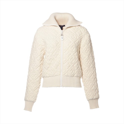 LOUIS VUITTON（LV） Louis Vuitton 25SS lana x seta x cashmere maglia giacca S donna avorio RW251WW taglio