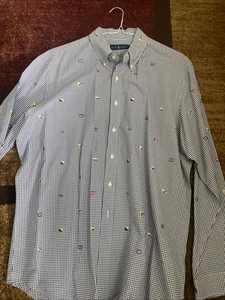 Polo Ralph Lauren blau marineblau kariert LANGARM GEKNÖPFT GRÖSSE 2XLT - Bild 1 von 5