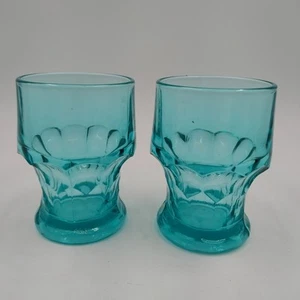 Juego de 2 vasos planos de vidrio Capri azul georgiano de Hazel Atlas 4,25"x3" - Imagen 1 de 6