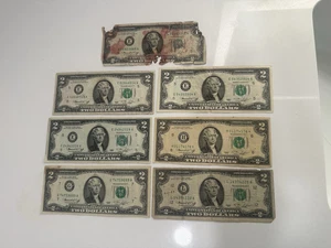 $2 two Dollar Bill Lot Of (7) United States of America USA Money Currency 1976 - Picture 1 of 8