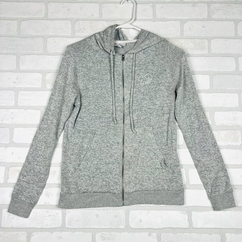 OFF WHITE Cardigan con cappuccio e zip grigio avorio Ella morbido e leggero taglia XS