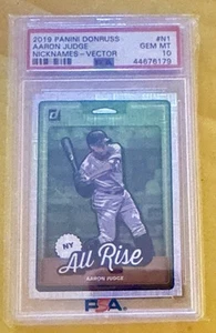 PSA 10 2019 Aaron Judge Panini Donruss - Nicknames Vector POP 4 ~ RARE - Bild 1 von 2