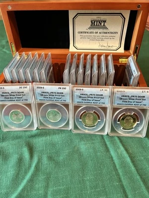 2009-S ANACS PR70DCAM FDOI 18 Coin Silver Proof Set w/ Box - Image 1 of 3