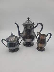 Set da tè caffè vintage Camille International Silver Company Silverplate 3 pezzi - Foto 1 di 18