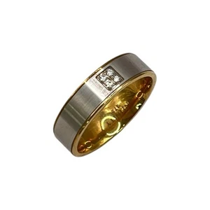 9ct 9k Two Tone Gold Brushed Men’s Wedding Band With Diamonds 6mm Size S. New - Picture 1 of 8
